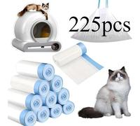 TEMU 225 pezzi Fodere per Lettiera per Compatibili con Autopulente 3/4, Rotolo Resistente per Robot , 15 Rotoli da 15 Sacchetti con Chiusura a Cordoncino, Sacchetti per Rifiuti Ricariche per 3/4