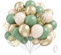 TEMU 25 Palloncini Verde 10/12 Pollici con Metallizzati Verde Sabbia e Oro per Decorazioni di Compleanno Boho, Matrimoni, Feste di e Fidanzamento