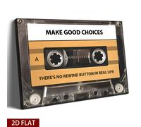 TEMU 2D Piatto, 1 Pezzo Tela Extra Large con Cornice in Legno, Rivivi l' Retro con la Cassetta Classica, Scelta Giusta "La Vita Non Ha il ", Murale Motivazionale e Trendy, da Appendere