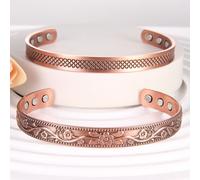 TEMU 2pz Braccialetti in Rame per Donne e , Braccialetto Magnetico in Rame Puro al 99.99% con 6pz Magneti Ultra Potenti, Bracciale a Manopola in Rame Regolabile