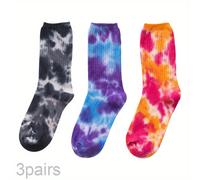 TEMU 3 di calzini tie-dye di marca europea e americana, calze a da e da donna, calze da basket alte stile Ins, personalità da , sportive, a fiori, da , traspiranti