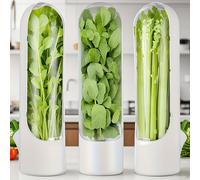 TEMU 3 Pezzi Scatola Grande per Verdure in Frigo con a - Contenitore PET per Erbe Aromatiche come Coriandolo, , e Verdure a Foglia - 2-3 Settimane, Organizzatore per Frigo e Dispensa Cucina