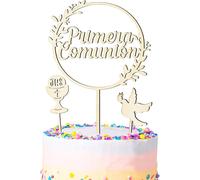 TEMU 3 pezzi Topper per torta , Decorazioni in legno "La mia " con e Santo , Topper per torta Battesimo per festa in spagnola, Celebrazione religiosa per bambini