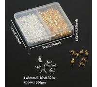 TEMU 300 Pezzi Di Chiuse In Acciaio Inossidabile, 4x8mm In Ferro, Kit Per Fai Da Te Per La Fabbricazione Di Gioielli, Fitting Ball Chain Knot Crimps Beads Tips