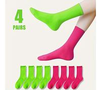 TEMU 4 di Calzini Corti in Rosa Chiaro e Verde Fluorescente, Adatti Sia per Lui Che , per , per Adolescenti