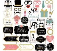 TEMU 40 Pezzi Accessori per Cabina Fotografica Matrimonio - Basette, a Cilindro e Cartellini con Divertenti per , Decorazioni Resistente per Feste Nuziali, Ricevimenti, dello , Halloween, Natale e