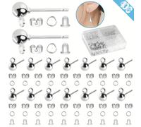 TEMU 400 Pezzi Kit per Creazione Orecchini Ipoallergenico, 50 Pezzi Pendenti a Sfera da 4mm con 50 Pezze e 100 Anelli di Giunzione + 200 Fermagli in Silicone per Gioielleria Fai Da Te (, Oro)