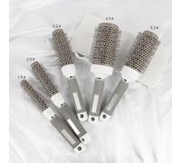 TEMU 5 pettini rotondi per styling, ideali per parrucchieri, con tubi in alluminio grigio e spazzole in ceramica termoconduttive