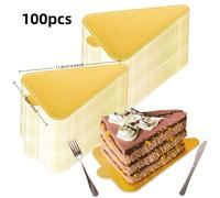 TEMU 50/100 pezzi di mini base triangolari dorate in cartone per torte, base per dessert mousses, usa e getta in cartone per cupcake, vassoi per esposizione per matrimoni e feste di compleanno