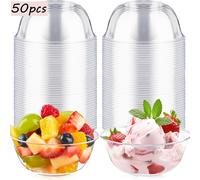 TEMU 50 ciotole in plastica riutilizzabili da 6Oz, ciotole da portata trasparenti all'ingrosso per feste, matrimoni, buffet, barbecue, per , insalate, dessert, forniture per catering