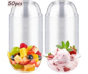 TEMU 50 ciotole in plastica riutilizzabili da 6Oz, ciotole da portata trasparenti all'ingrosso per feste, matrimoni, buffet, barbecue, per , insalate, dessert, forniture per catering