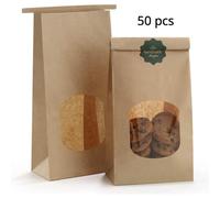 TEMU 50 Pezzi Sacchetti da con Chiusura a Linguetta - 4,5x2,36x9,6 Pollici Sacchetti Riutilizzabili per , Feste, Caffè, Panetterie (Sacchetti da con Finestra)