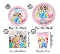 TEMU 50 pezzi/set di posate Disney, set usa e getta a tema Sette Principesse per feste di compleanno. tovaglioli, , borracce e decorazioni per festivi, per campeggio e picnic