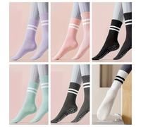 TEMU 6 di Calzini a Mezzo Polpaccio per Donna con Suole Antiscivolo in Silicone, Ideali per Pilates, Esercizi Indoor Invernali - Opzioni Multicolore