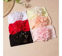 TEMU 6 pezzi di per capelli in nylon con fiori per neonati, accessori per capelli morbidi ed elasticizzati in colori solidi, come regali per le feste per bambini da 0 a 2 anni