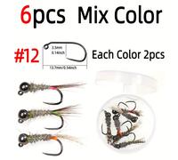 TEMU 6 pezzi Euro Nymphs | Affondamento , Senza Ardiglione, Nymph Jig Bead Head per Pesca alla Trota, , Artificiale e Acciaio al Carbonio