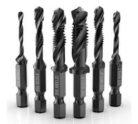 TEMU 6 Pezzi Set Combinato Trapano e Maschiatura, 3-in-1 Maschiatura Antiruggine con Rivestimento in Misure Metriche M3 M4 M5 M6 M8 M10, Codolo Esagonale 1/4