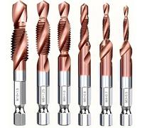 TEMU 6 Pezzi Set Trapano Svasatore Sbavatore in Acciaio Cobalto, Metrico Combinato M3 M4 M5 M6 M8 M10, Codolo Esagonale 1/4