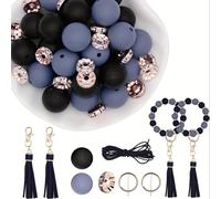 TEMU 61 perline in silicone, 15mm perline per gioielli fai da te, accessori per perline, braccialetti e collane con perline in silicone, accessori, frange in pelle