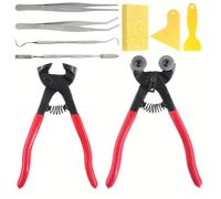 TEMU 8/9/12 Pezzi Set di Strumenti per Mosaico con Lima ad Ago, Pinze per Taglio Mosaico in Vetro e Pinze per Piastrelle, 10 Lime in Metallo, Acciaio Temprato Resistente, per Taglio Mosaico Fai da Te