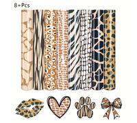 TEMU 8 pezzi di Fogli in Termoadesivo con Stampa Leopardata, 12"x9.8", Facile da Tagliare & Rimuovere per T-Shirt Fai-da-te, Borse Tote, , Pantaloni - Materiali Multicolori per Creazioni