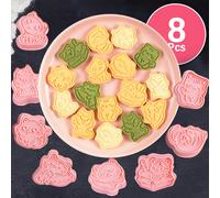 TEMU 8pz Set di Stampi per Biscotti Gattino di Zenzero, Tagliabiscotti in 3D con Timbro Riutilizzabile per Fondant Press Cottura Fai da Te Animali Domestici