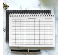 TEMU a spirale A5 con - 100 , in tessuto blu, layout orizzontale/ per il tracciamento del tempo, contabilità, gestione dell' e pianificazione delle attività, quaderni per la scuola