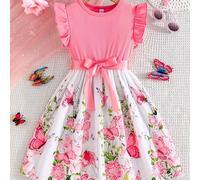 TEMU Abito da con stampa di , patchwork, e maniche a con cintura, abito per Natale, San, come regalo, per feste, riunioni/vacanze/attività all'/abbigliamento casual