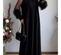 TEMU Abito da donna con alla coreana, maniche lunghe, tessuto texturizzato con inserti in rete, tridimensionale manuale, vestibilità , ed elegante, per anziani