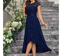TEMU Abito da donna esclusivo natalizio francese di ultima moda , patchwork di pizzo a senza stampe, outfit da sposa per ospiti