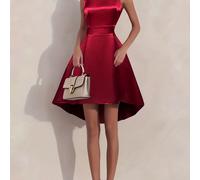 TEMU Abito Vestito Estivo da Donna in Raso Vino per Feste