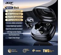 TEMU Acer OHR501 Auricolari Wireless TWS - Mini Cuffie In-Ear Compatte con Custodia di Ricarica, Design in Plastica, Design Portatile, Ideali per Sport & Regali, USB-C, Batteria da 250 Mah