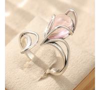 TEMU Anelli di Nozze Promessa Regolabili Aperti con Gemma Argentata a Forma Volpe per Donna - Gioia Elegante e