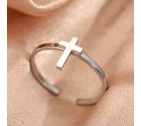 TEMU Anello a Croce in Acciaio Inossidabile, Design e Minimalista, Materiale Resistente ai Colori, per Appassionati di Religione ed Esperti del Fashion , Anello Casual Unico., Per Adolescenti