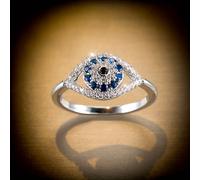 TEMU Anello a gemma blu per donna con un charme, per matrimoni, stile punk, con zirconi e un design occhio per fidanzamento.