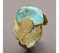 TEMU Anello Vintage Boho-Chic con Foglia d'Acero e Pietra Blu - Realizzato in Rame, per Abbigliamento Casual & Regali