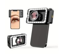 TEMU APEXEL Macro 15x, 3 Livelli di Colori LED con Clip Universale e Ricarica Type-C per iPhone Samsung Xiaomi e la Maggior Parte degli Smartphone
