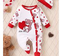 TEMU Arrivo /, Set 2 Pezzi Body per Bambini, Orsetto e Cuore + Cappellino, Tessuto e , a Ragazzi e Ragazze, per Attività all', Feste e Regali, per l'Outdoor