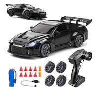 TEMU Auto telecomandata in 1:24 con luci LED, completa di coni stradali per creare un , e pneumatici di ricambio per un aggiuntivo. Vivi l' della velocità e del divertimento immersivo.