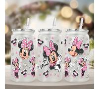 TEMU Bicchiere di plastica da con Minnie Mouse di Disney, per caffè, bevande, birra, latte e (con cannuccia)