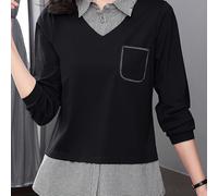 TEMU Blusa Elegante a Quadri da Donna con Maniche Lunghe e sul - Top Elasticizzato di Media Peso per /, Lavabile in Lavatrice, Stile Ispirato all'Asia, Abbigliamento , Design del , Tessuto Non