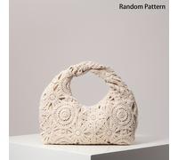 TEMU Borsa a in Poliestere con Chiusura a Cerniera e Tracolla Fissa, Stile Boho Chic - Borsa da Spiaggia a Maglia Crochet, Beige/, per Matrimoni, Viaggi e Uscite Casual | Motivo Intricato