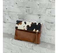 TEMU Borsa a Texas Cow, portatile a spalla o a tracolla, con con cerniera e catena, clutch con stampa