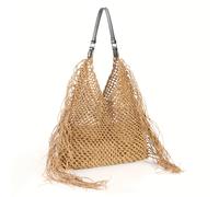 TEMU Borsa tote da donna a spalla singola, borsa da in paglia all'uncinetto a con e nappe con rimovibile
