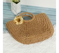 TEMU Borsa Tote Intrecciata in Paglia Consigliata Influencer di , Borsa a Tracolla Creativa e Capiente per Donne, per Vacanze Estive al Mare e in Spiaggia