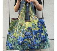 TEMU Borsa Tote Riutilizzabile con Design di Pittura ad Olio Chic - Resistente, Pieghevole & Lavabile in Nylon con Grande Capacità per Donne - Perfetta per Supermercato, Cucina & Essenziali da