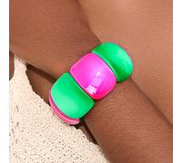 TEMU Bracciale largo in acrilico con perline Boho Chic per donne - Rosa e verde , elastico e resistente, per le vacanze, le feste, i compleanni e l'abbigliamento casual