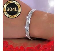 TEMU Bracciale Lucido e con Incisione a NK Criptato, Hip-hop K-POP, Natale San Valentino, un Regalo per Tutte e 4