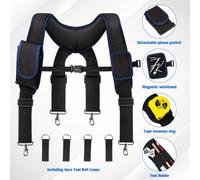 TEMU Bretelle per cintura da lavoro, bretelle per cintura da lavoro con cinturino magnetico da polso, adatte per cintura da strumenti da elettricista con cinghie anteriori e posteriori regolabili