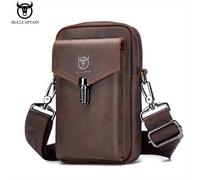 TEMU BULLCAPTAIN Vintage Borsa a tracolla in pelle - Tracolla regolabile, più scomparti, borsa a spalla casual per lavoro e pendolarismo, borsa da lavoro, stile retrò, cuciture resistenti